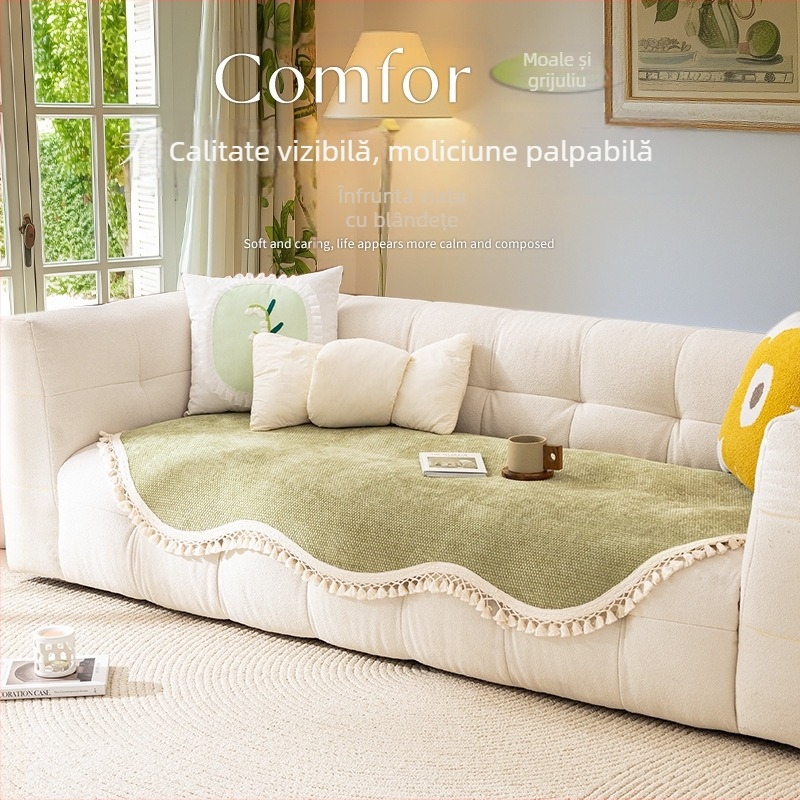 Pernă de canapea în formă de ciucure, universală, pentru toate anotimpurile, 2025, stil crem francez nou, pernă fixă, husă antiderapantă, pânză