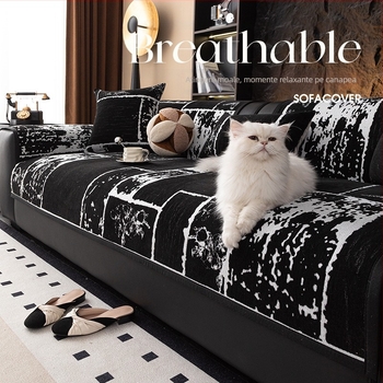 Pernă de canapea în stil francez, ușoară, de lux, pentru toamnă și iarnă, din chenilă, antiderapantă, rezistentă la murdărie, la zgârieturi de pisici, cu căptușeală din fleece