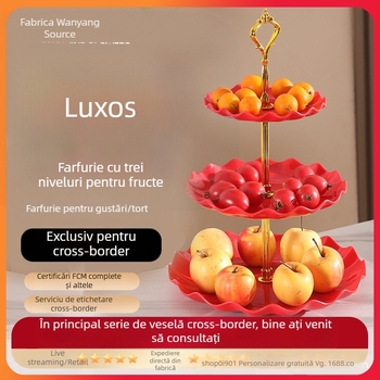 Farfurie cu fructe multistrat cu valoare estetică ridicată, lux ușor și senzație de înaltă calitate, potrivită pentru măsuța de cafea din sufragerie, farfurie pentru gustări, farfurie pentru expunerea fructelor uscate și farfurie divizată