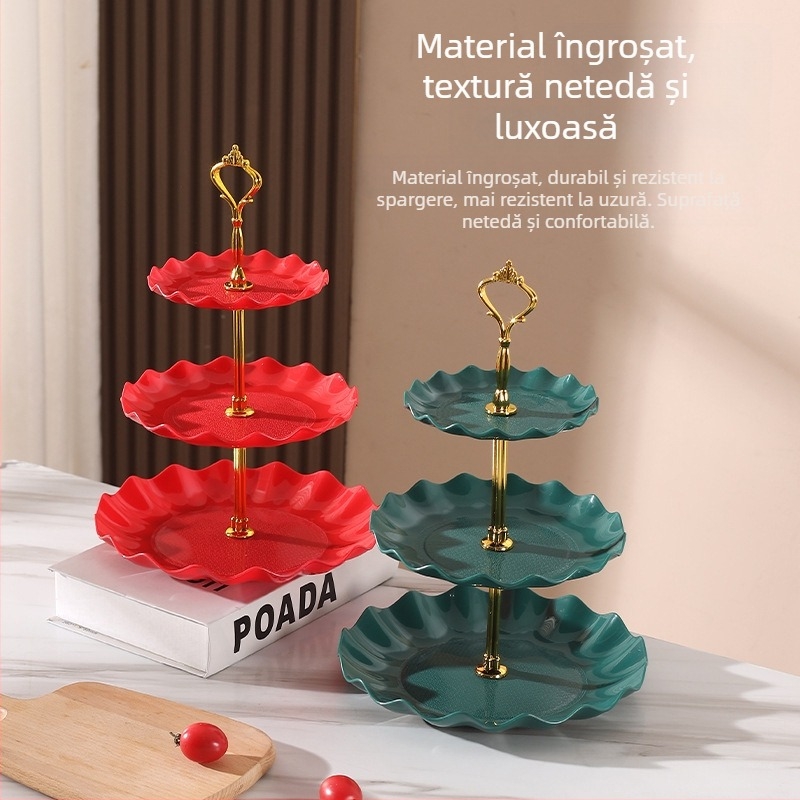 Farfurie cu fructe multistrat cu valoare estetică ridicată, lux ușor și senzație de înaltă calitate, potrivită pentru măsuța de cafea din sufragerie, farfurie pentru gustări, farfurie pentru expunerea fructelor uscate și farfurie divizată