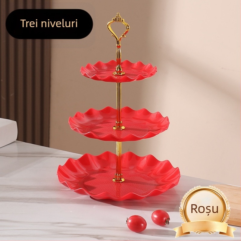 Farfurie cu fructe multistrat cu valoare estetică ridicată, lux ușor și senzație de înaltă calitate, potrivită pentru măsuța de cafea din sufragerie, farfurie pentru gustări, farfurie pentru expunerea fructelor uscate și farfurie divizată