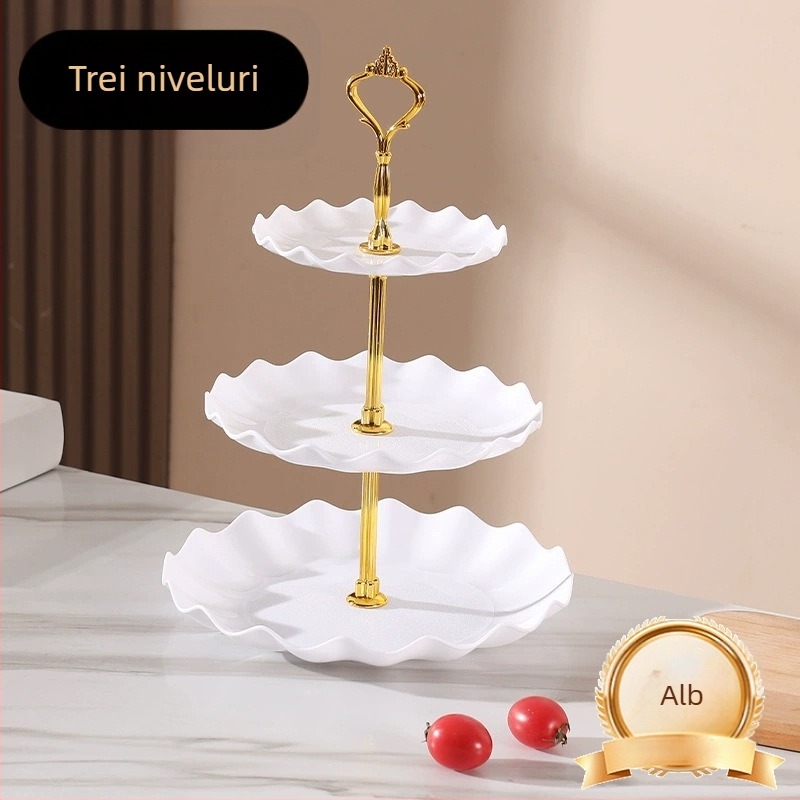 Farfurie cu fructe multistrat cu valoare estetică ridicată, lux ușor și senzație de înaltă calitate, potrivită pentru măsuța de cafea din sufragerie, farfurie pentru gustări, farfurie pentru expunerea fructelor uscate și farfurie divizată