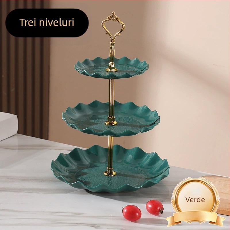 Farfurie cu fructe multistrat cu valoare estetică ridicată, lux ușor și senzație de înaltă calitate, potrivită pentru măsuța de cafea din sufragerie, farfurie pentru gustări, farfurie pentru expunerea fructelor uscate și farfurie divizată