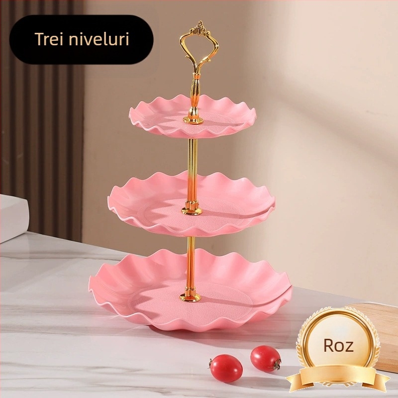 Farfurie cu fructe multistrat cu valoare estetică ridicată, lux ușor și senzație de înaltă calitate, potrivită pentru măsuța de cafea din sufragerie, farfurie pentru gustări, farfurie pentru expunerea fructelor uscate și farfurie divizată