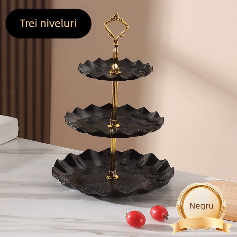 Farfurie cu fructe multistrat cu valoare estetică ridicată, lux ușor și senzație de înaltă calitate, potrivită pentru măsuța de cafea din sufragerie, farfurie pentru gustări, farfurie pentru expunerea fructelor uscate și farfurie divizată