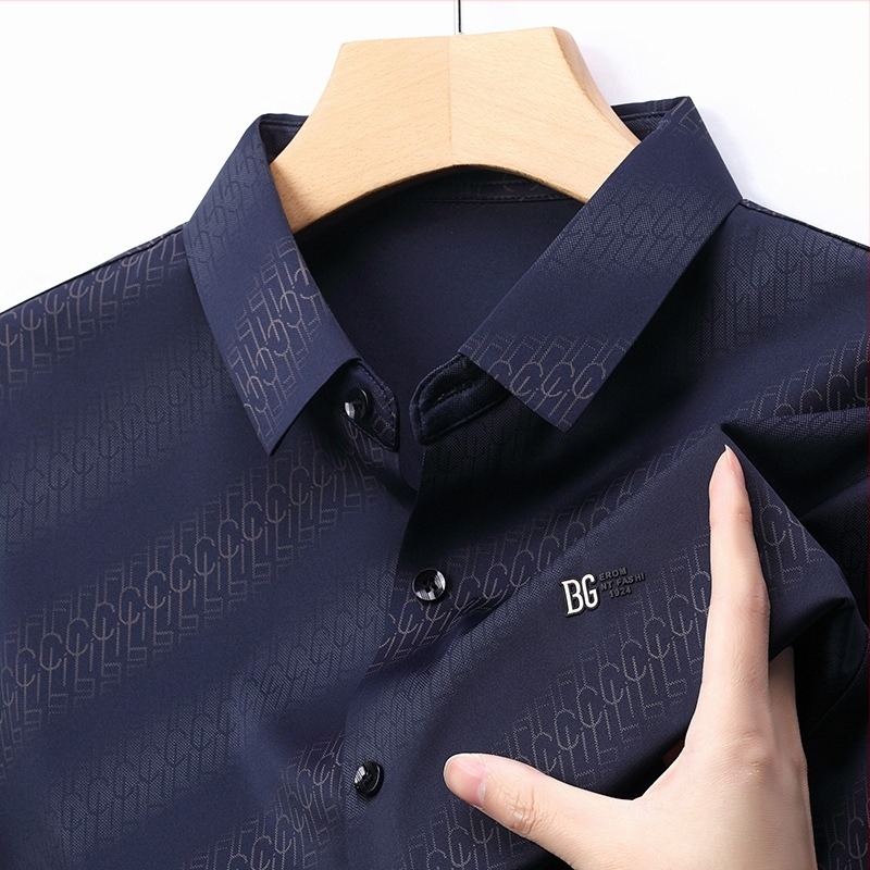 Vara 2025, cămașă de vară pentru bărbați, de înaltă calitate, cu mânecă scurtă, cu dungi, casual, cu rever, potrivită pentru toate vârstele