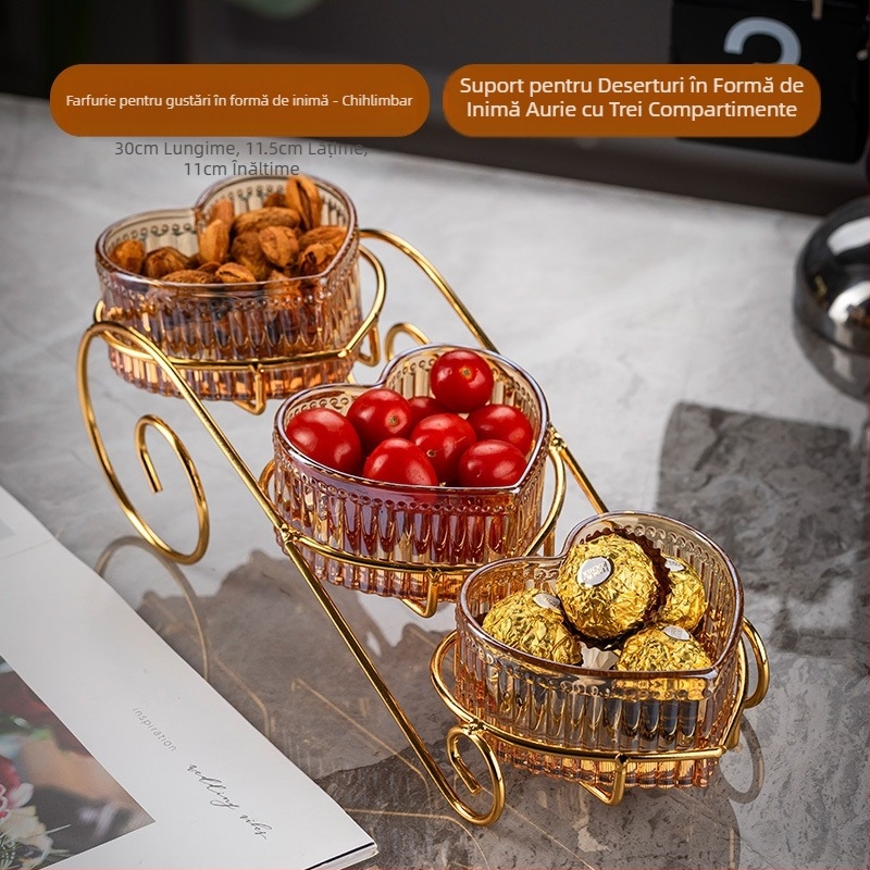 Farfurie cu fructe, masă de cafea multistrat pentru sufragerie, farfurie pentru bomboane de uz casnic, farfurie pentru gustare cu ceai de după-amiază, gustări, ornamente ușoare de lux