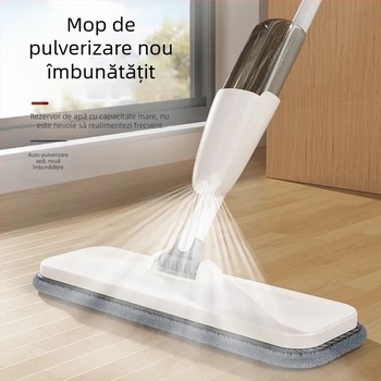 Mop plat cu pulverizare cu apă, mop de uz casnic, un singur mop, curățare cu mâinile fără mâini, umed și uscat, cu dublă utilizare, leneș, mop de podea de uz casnic, artefact