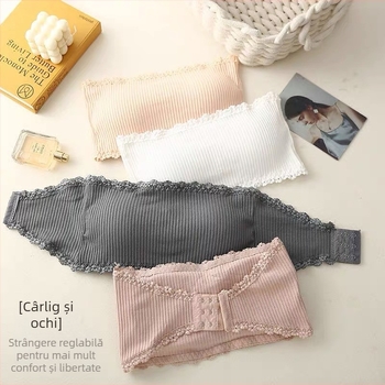 Lenjerie intimă fără bretele de vară, studentă, stil coreean, fără fir, cu tub, top anti-alunecare, înfășurat în piept, sutien push-up sexy, spate înfrumusețat