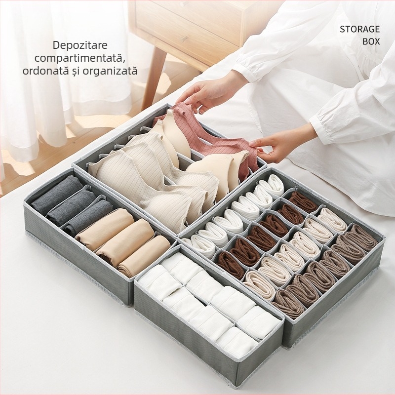 Cutie de depozitare din material textil pentru lenjerie intimă, cu sertar pliabil pentru sutien, cu zăbrele, cutie de finisare pliabilă, pachet de artefacte