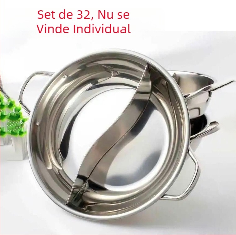 Oală Yuanyang cu inducție, oală universală pentru uz casnic, oală de clătire de mare capacitate, oală îngroșată din oțel inoxidabil, bazin pentru oală fierbinte