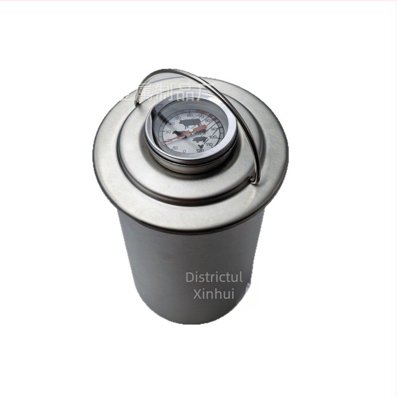 Găleată de carne din oțel inoxidabil 304 cu termometru, aparat de gătit carne, în stoc, instrument de fabricat șuncă, aparat de gătit carne