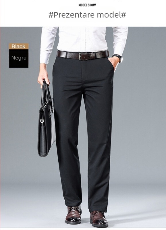 Pantaloni de primăvară și toamnă pentru bărbați, pantaloni din bumbac pur, pantaloni casual de afaceri pentru tata, pantaloni largi de vârstă mijlocie, pantaloni cu picior drept