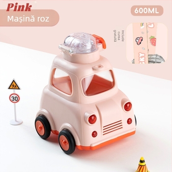 Autobuz Mașină Apă Cupă Desene Animate Paie Cupă Jucărie Tritan Mamă și Bebeluș Copii Student Plastic Cupă Burtă Mare