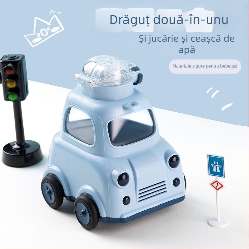 Autobuz Mașină Apă Cupă Desene Animate Paie Cupă Jucărie Tritan Mamă și Bebeluș Copii Student Plastic Cupă Burtă Mare