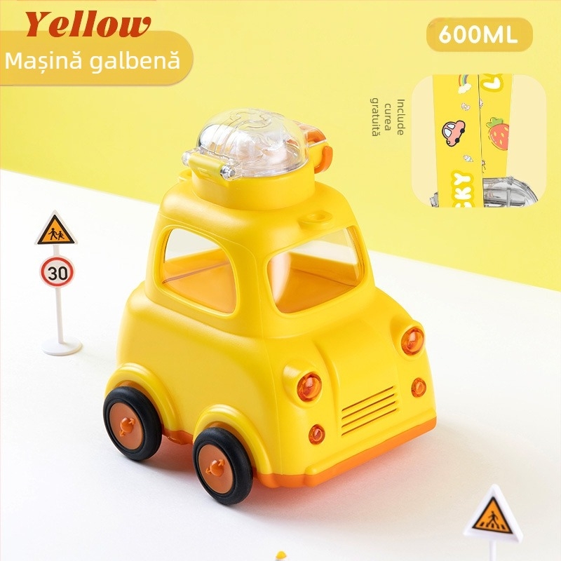 Autobuz Mașină Apă Cupă Desene Animate Paie Cupă Jucărie Tritan Mamă și Bebeluș Copii Student Plastic Cupă Burtă Mare