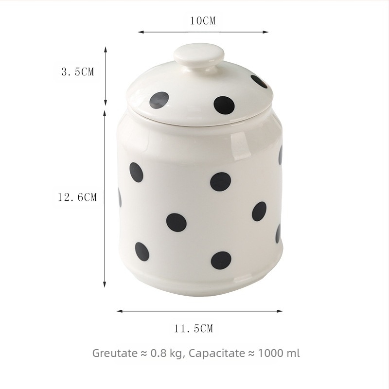 Borcan ceramic de depozitare în stil nordic, pentru uz casnic, pentru cafea și gustări, pentru bucătărie, cu capac, pentru untură de porc sau cereale