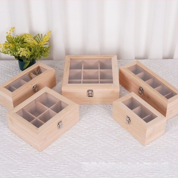 Cutie de depozitare din lemn cu capac, cutie de depozitare compartimentată, organizator de birou, cutie de depozitare pentru pliculețe de ceai și cafea pentru camera de ceai