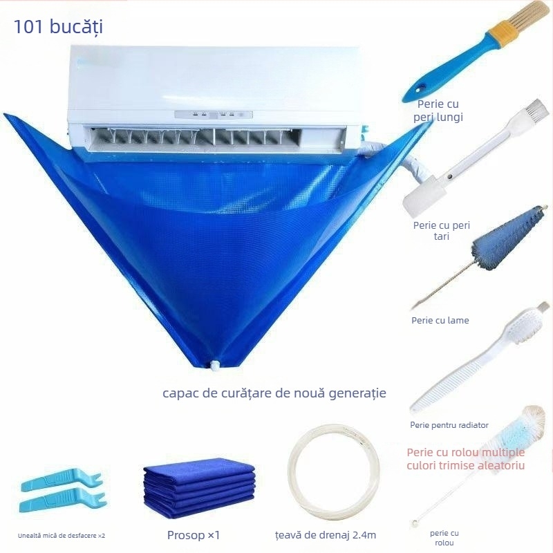 Husă de curățare a aerului condiționat Instrumente de curățare a aerului condiționat de uz casnic Curățare pe cârlig Set complet de instrumente de curățare potrivite pentru demontare gratuită