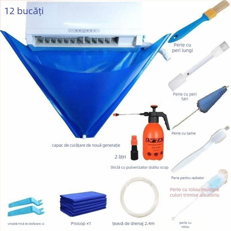 Husă de curățare a aerului condiționat Instrumente de curățare a aerului condiționat de uz casnic Curățare pe cârlig Set complet de instrumente de curățare potrivite pentru demontare gratuită