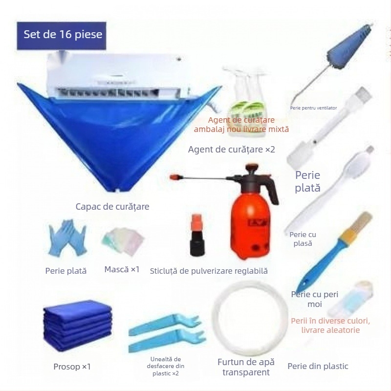 Husă de curățare a aerului condiționat Instrumente de curățare a aerului condiționat de uz casnic Curățare pe cârlig Set complet de instrumente de curățare potrivite pentru demontare gratuită