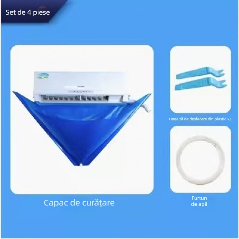 Husă de curățare a aerului condiționat Instrumente de curățare a aerului condiționat de uz casnic Curățare pe cârlig Set complet de instrumente de curățare potrivite pentru demontare gratuită
