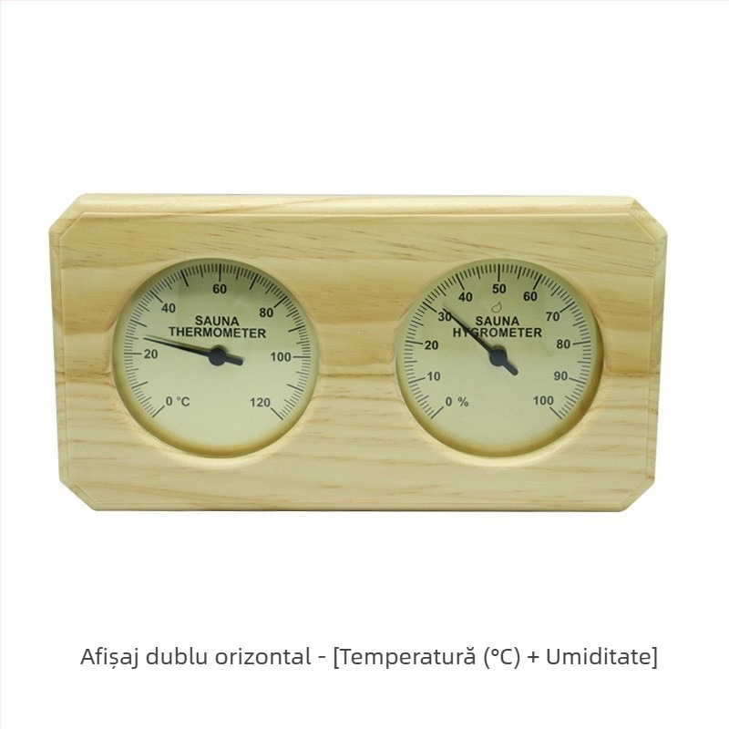 Termometru mecanic cu indicator higrometru, rezistent la umiditate ridicată, cadru de pin, cameră de saună, temperatură și umiditate specială