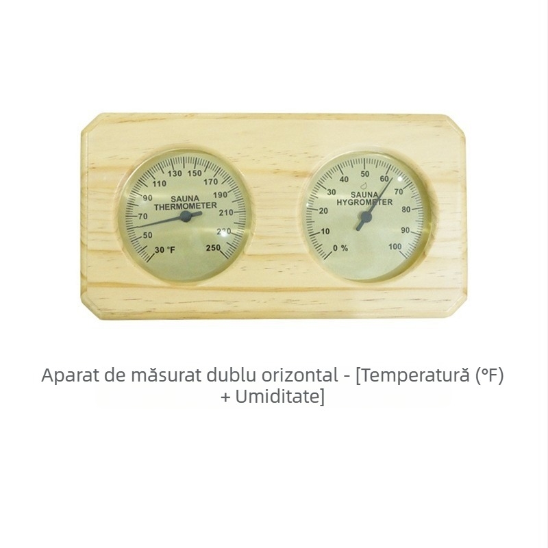 Termometru mecanic cu indicator higrometru, rezistent la umiditate ridicată, cadru de pin, cameră de saună, temperatură și umiditate specială