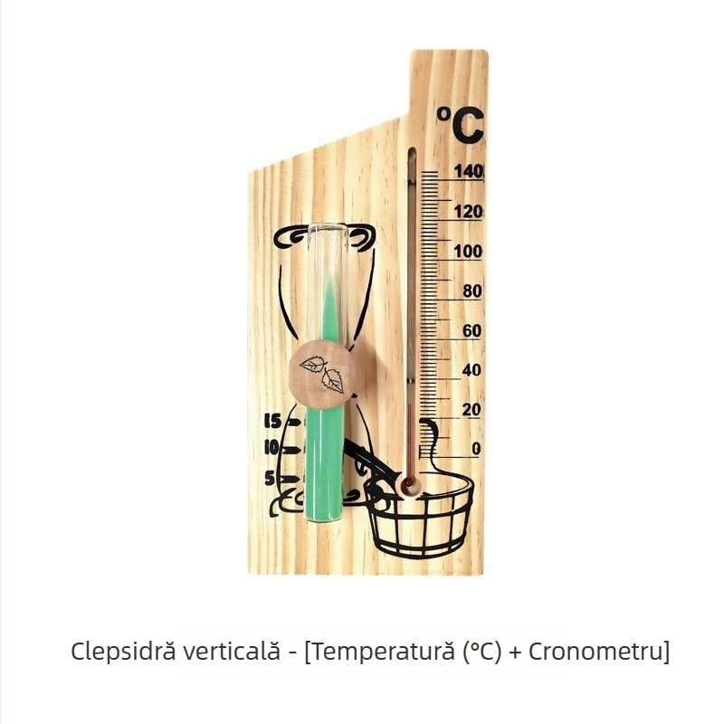 Termometru mecanic cu indicator higrometru, rezistent la umiditate ridicată, cadru de pin, cameră de saună, temperatură și umiditate specială