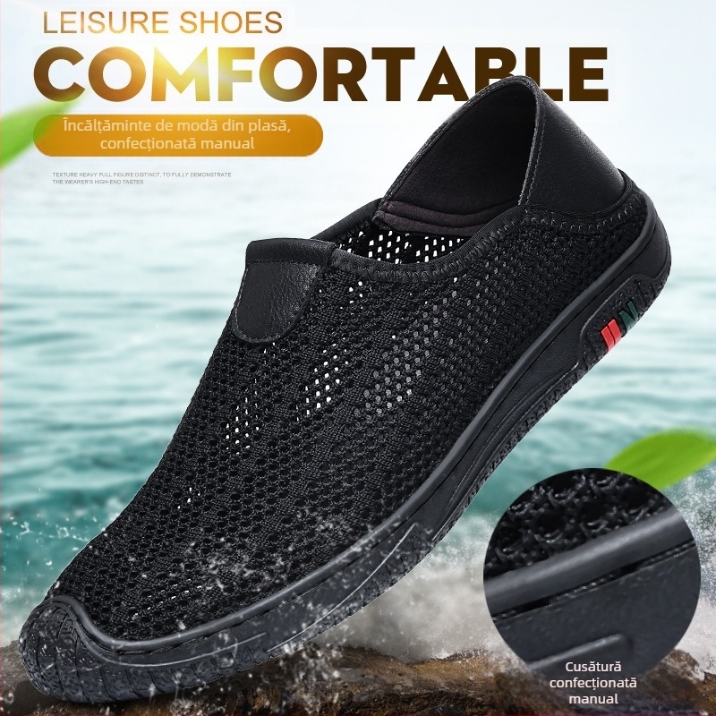 Pantofi sport pentru bărbați, pantofi casual de primăvară și de vară, cu plasă respirabilă, cu suprafață zburătoare, țesute transfrontaliere, pentru alergare