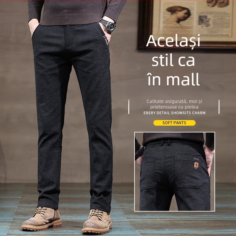 Pantaloni sport pentru bărbați, căptușiți cu fleece, îngroșați, toamna și iarna, noi pantaloni din chenille, slim fit, drepți, la modă, pentru exterior, pantaloni pentru bărbați