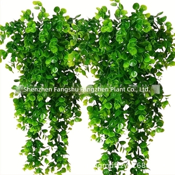 Plante artificiale de eucalipt din ratan transfrontalier, plante verzi artificiale, plante suspendate false, viță de vie, flori decorative pentru casă și exterior