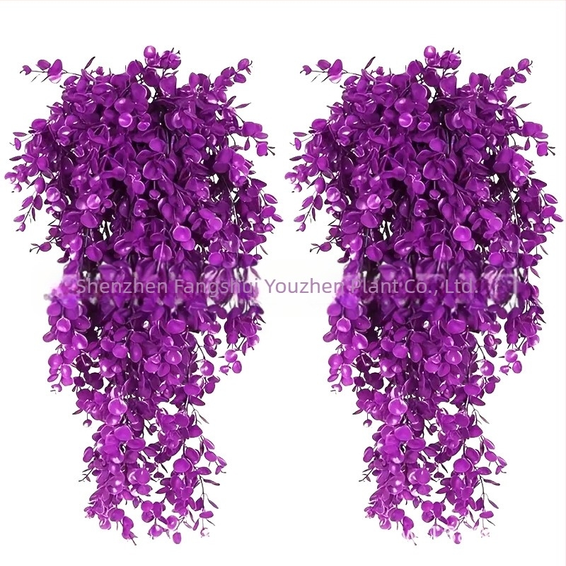 Plante artificiale de eucalipt din ratan transfrontalier, plante verzi artificiale, plante suspendate false, viță de vie, flori decorative pentru casă și exterior