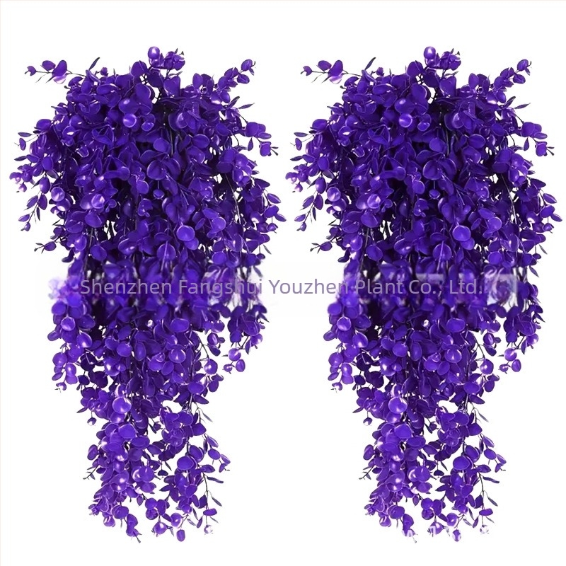 Plante artificiale de eucalipt din ratan transfrontalier, plante verzi artificiale, plante suspendate false, viță de vie, flori decorative pentru casă și exterior