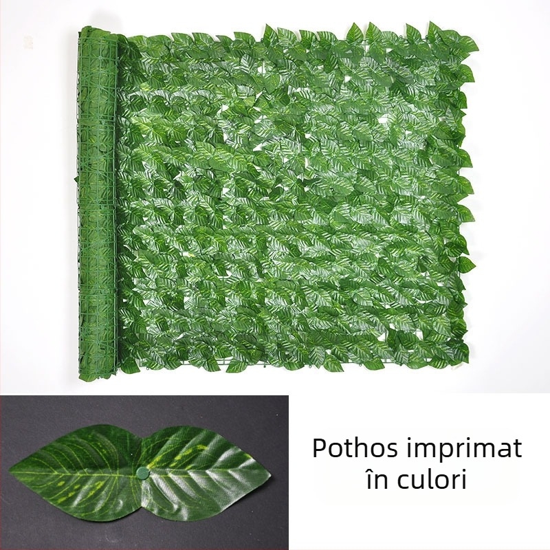 Gard decorativ pentru perete cu plante verzi simulate, gard cu frunze, plasă de parasolar, plasă de blocare a frunzelor, gard cu plante verzi, gard de perete