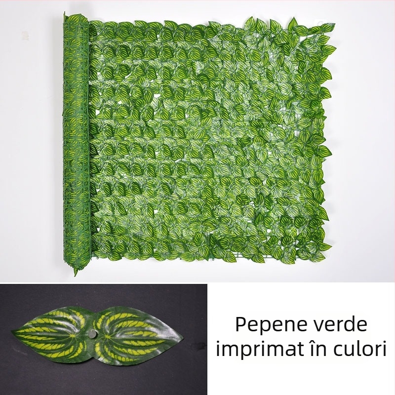 Gard decorativ pentru perete cu plante verzi simulate, gard cu frunze, plasă de parasolar, plasă de blocare a frunzelor, gard cu plante verzi, gard de perete