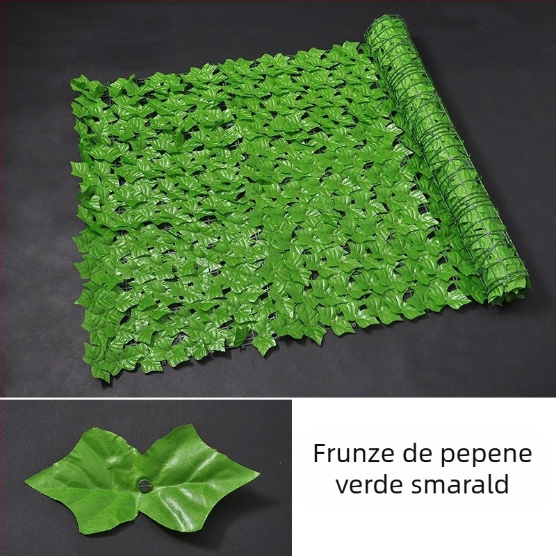 Gard decorativ pentru perete cu plante verzi simulate, gard cu frunze, plasă de parasolar, plasă de blocare a frunzelor, gard cu plante verzi, gard de perete