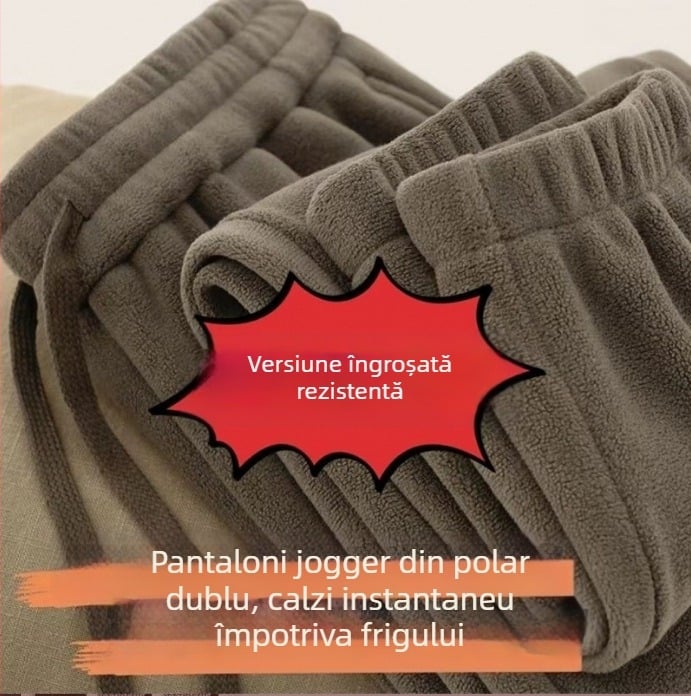 Pantaloni sport din fleece cu două fețe pentru bărbați, pantaloni de exterior căptușiți cu fleece, îngroșați, din fleece nou, pantaloni sport de iarnă caldi pentru bărbați