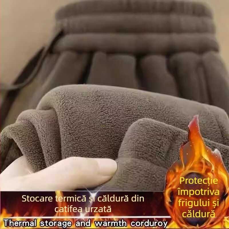 Pantaloni sport din fleece cu două fețe pentru bărbați, pantaloni de exterior căptușiți cu fleece, îngroșați, din fleece nou, pantaloni sport de iarnă caldi pentru bărbați