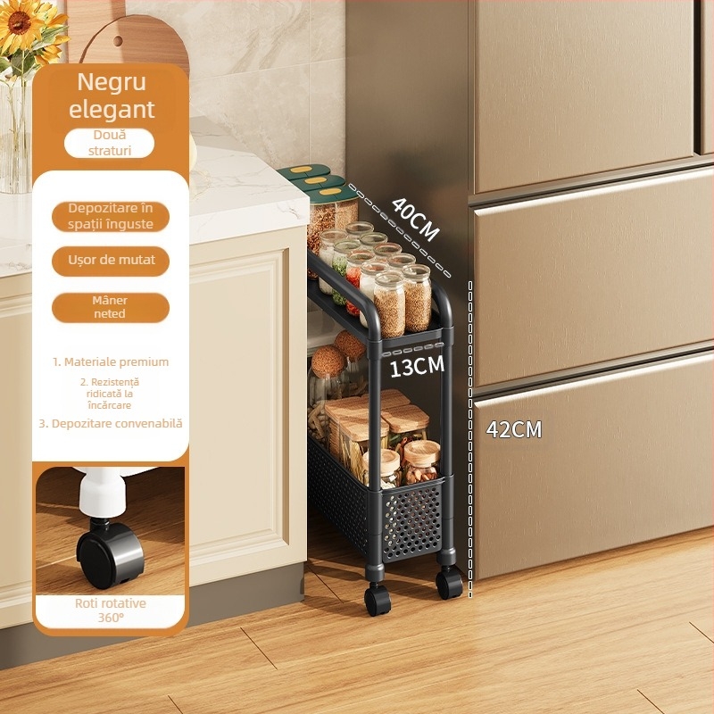 Raft de depozitare Gap, suport de depozitare detașabil multistrat pentru cărucior, bucătărie, living, extrem de îngust, raft de depozitare
