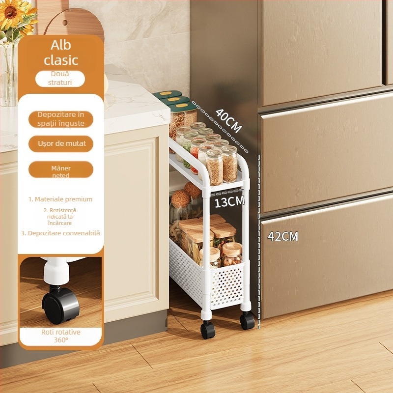 Raft de depozitare Gap, suport de depozitare detașabil multistrat pentru cărucior, bucătărie, living, extrem de îngust, raft de depozitare