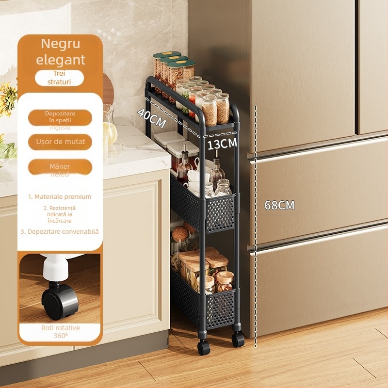 Raft de depozitare Gap, suport de depozitare detașabil multistrat pentru cărucior, bucătărie, living, extrem de îngust, raft de depozitare