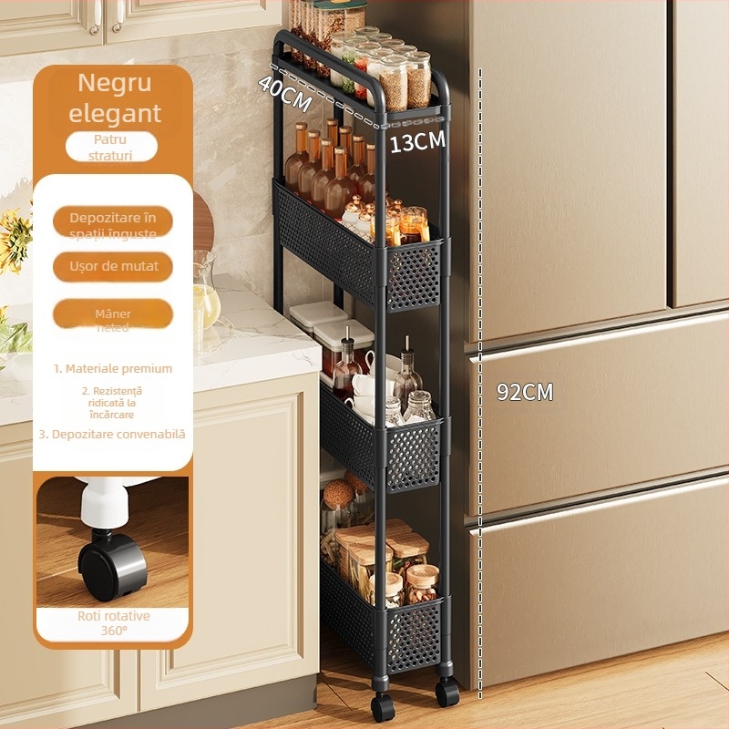 Raft de depozitare Gap, suport de depozitare detașabil multistrat pentru cărucior, bucătărie, living, extrem de îngust, raft de depozitare