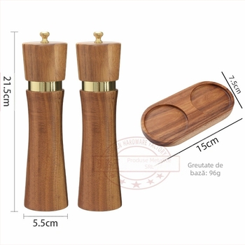 Râșniță de piper din lemn manuală cu miez ceramic, piper din lemn de salcâm, sare de mare, polișoară multifuncțională de uz casnic, ustensile de bucătărie multifuncționale