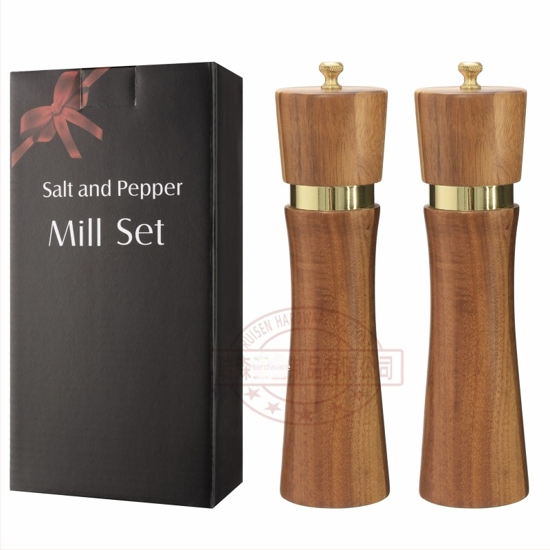 Râșniță de piper din lemn manuală cu miez ceramic, piper din lemn de salcâm, sare de mare, polișoară multifuncțională de uz casnic, ustensile de bucătărie multifuncționale