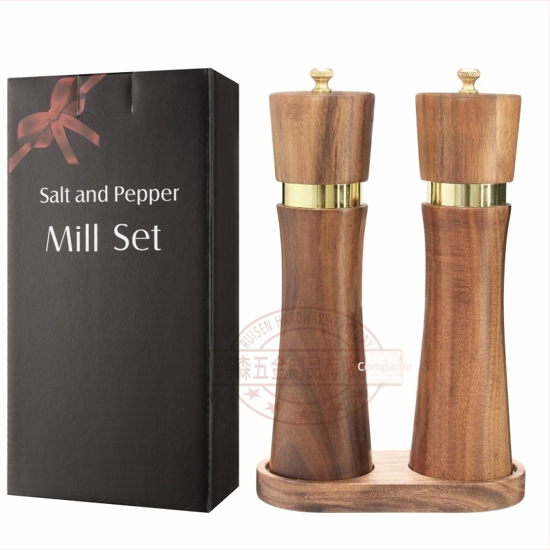 Râșniță de piper din lemn manuală cu miez ceramic, piper din lemn de salcâm, sare de mare, polișoară multifuncțională de uz casnic, ustensile de bucătărie multifuncționale