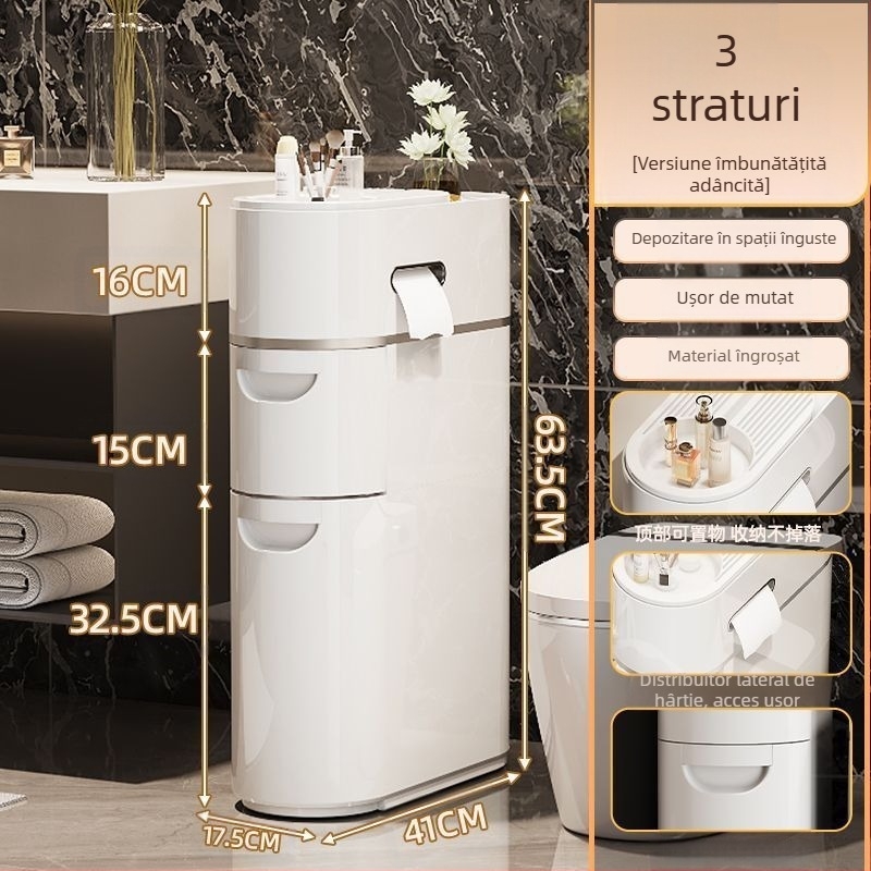 Dulap de depozitare tip sertar pentru toaletă, dulap de depozitare din plastic multistrat, raft de depozitare fără instalare