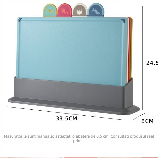 Tocător de bucătărie cu două fețe, cu suport de depozitare, clasificare, placă de tăiere, patru piese, pentru fructe și alimente pentru bebeluși, suplimentar, antiderapant, placă de tăiere de bucătărie