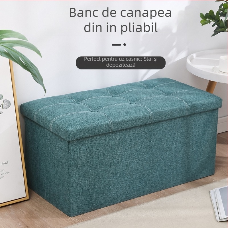 Scaun de depozitare din material textil, scaun de depozitare, multifuncțional, scaun pentru schimbat pantofi, scaun mic pentru canapea, cutie de depozitare pliabilă, cutie de depozitare de uz casnic