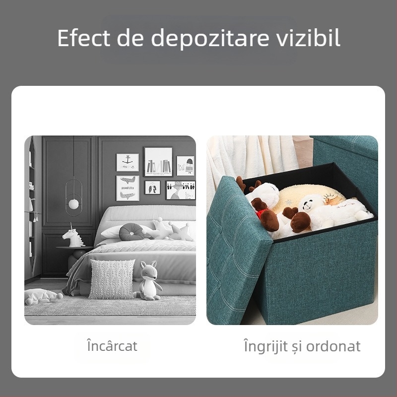 Scaun de depozitare din material textil, scaun de depozitare, multifuncțional, scaun pentru schimbat pantofi, scaun mic pentru canapea, cutie de depozitare pliabilă, cutie de depozitare de uz casnic